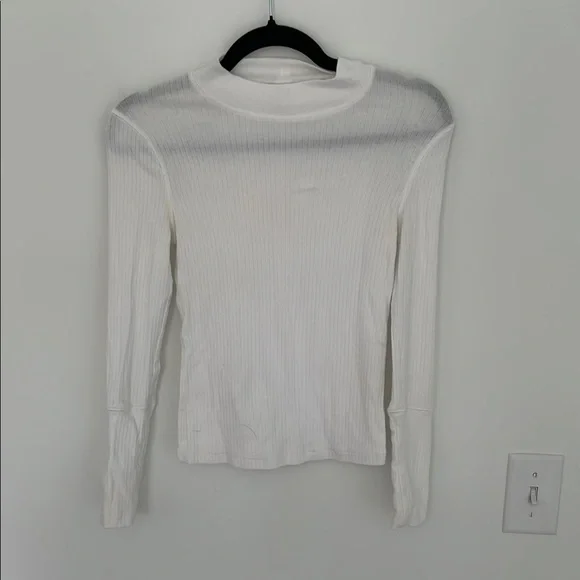 Intimately Free People White Fitted Ribbed Cotton Long Sleeve Top - Size S - Picture 2 of 5
